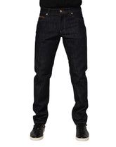Dolce & Gabbana Dark Blue Cotton Logo Plaque Men Denim Jeans